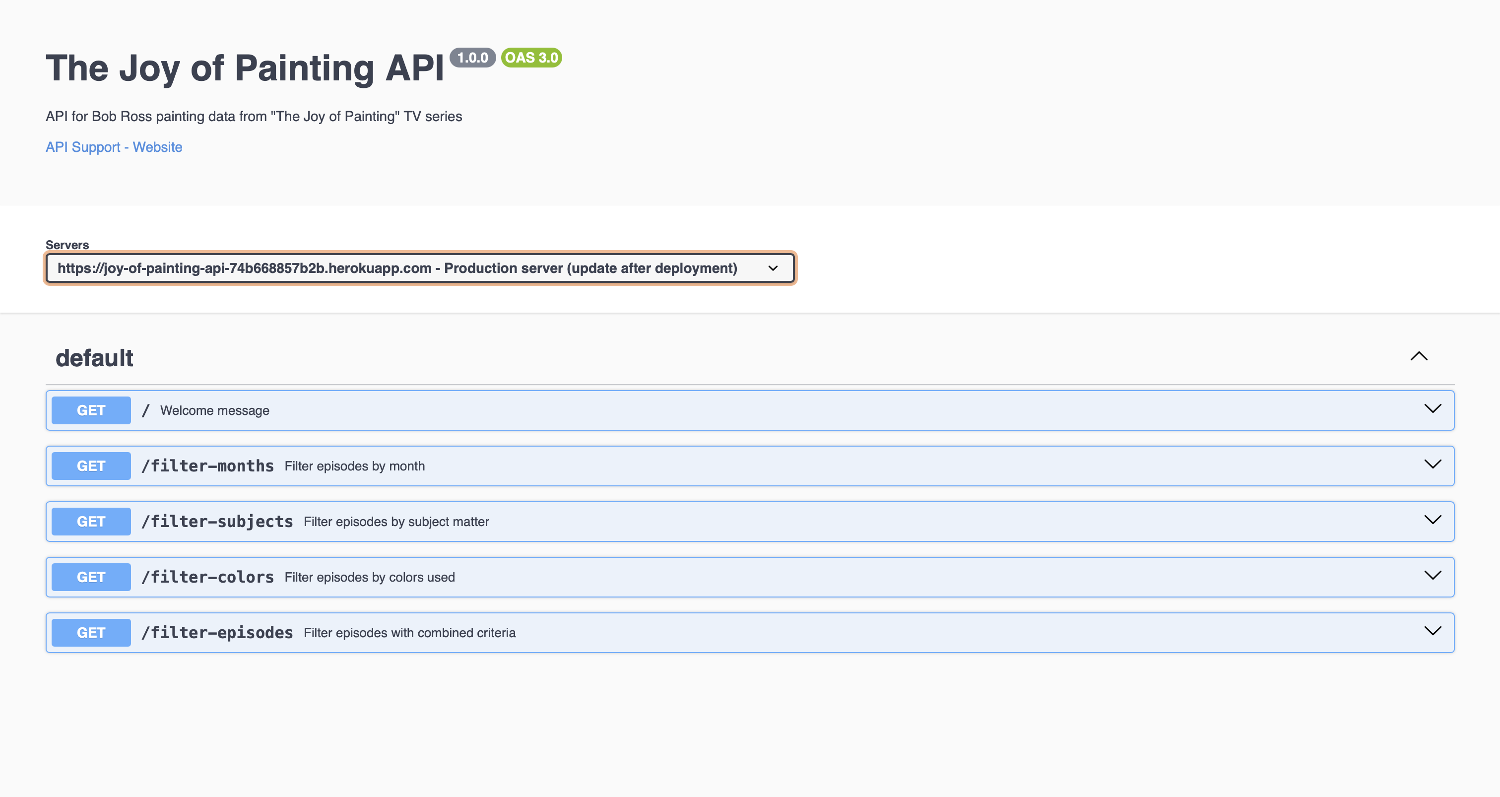 The Joy of Painting API